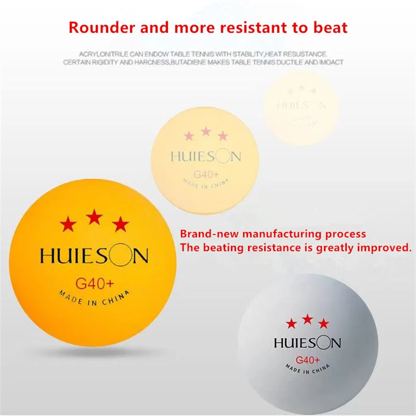 New Huieson 3 Star 20~100 PCS ABS 40+ Material Professional Table Tennis Balls TTF Table Tennis Ping Pong Balls For Competition
