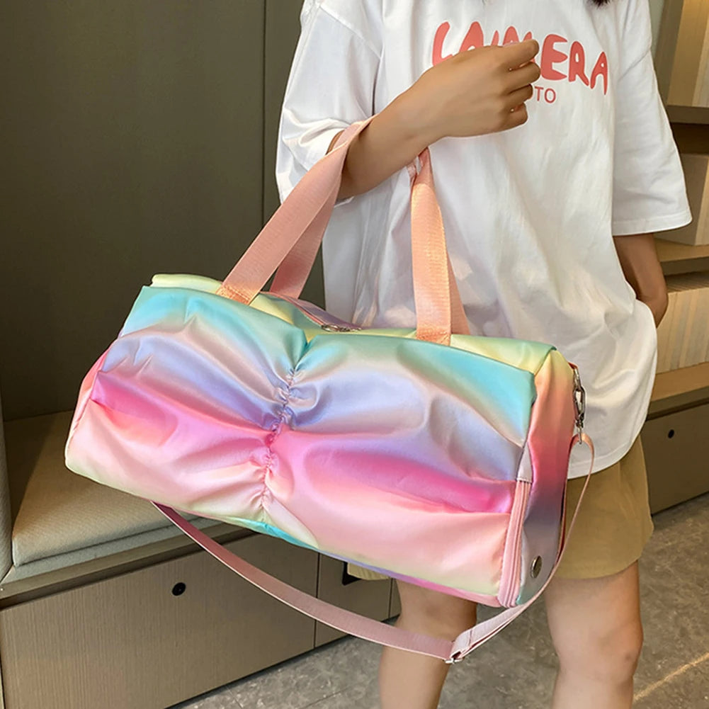 Women Gym Bag Waterproof Large Capacity Sports Bag Adjustable and Detachable Shoulder Straps for Sleepovers/Trips/Sports/Dance
