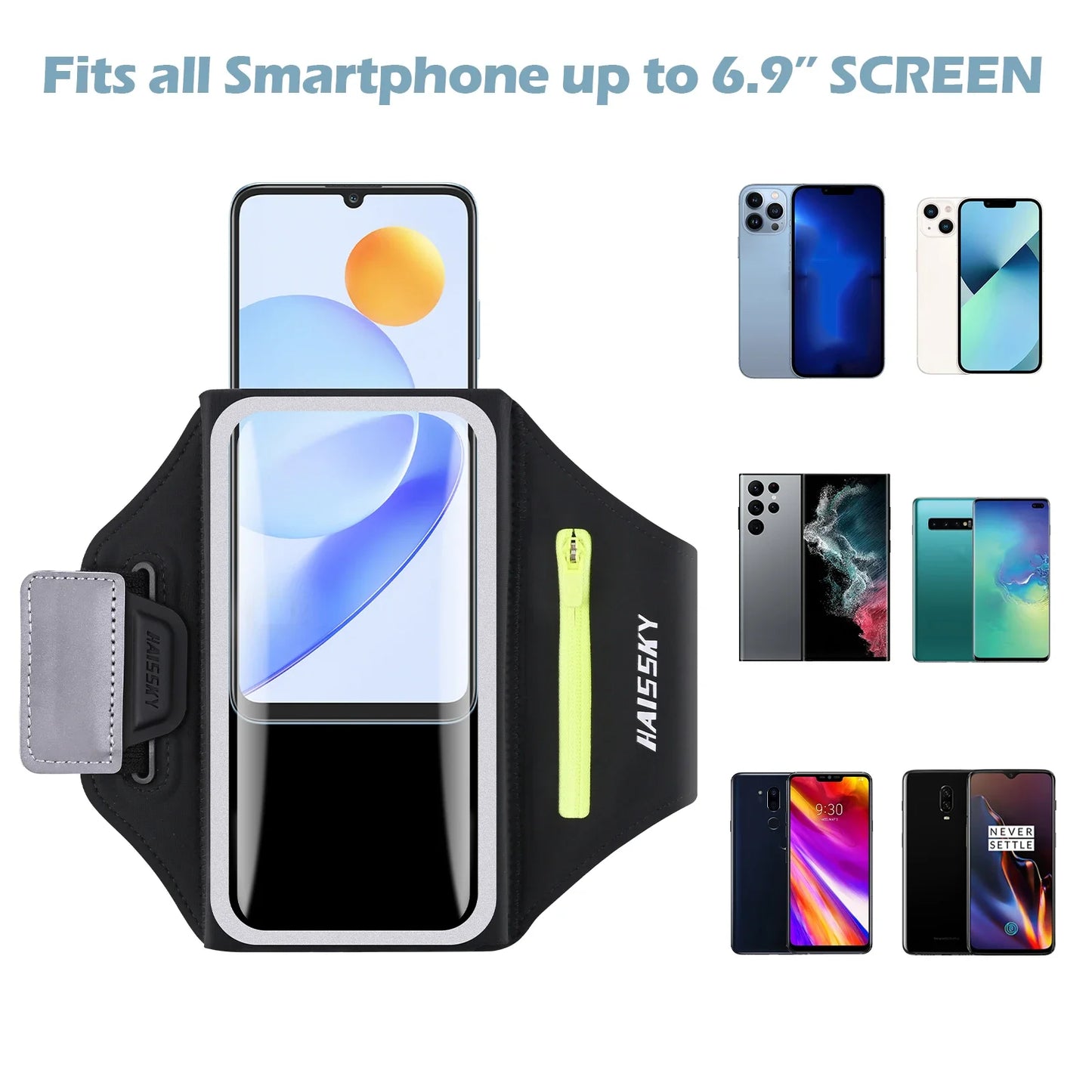 HAISSKY Stereoscopic Running Bags For iPhone 16 Pro Max 16 Plus 16E Men Women Zipper Earphone Pocket Outdoor Sports Armband Bags