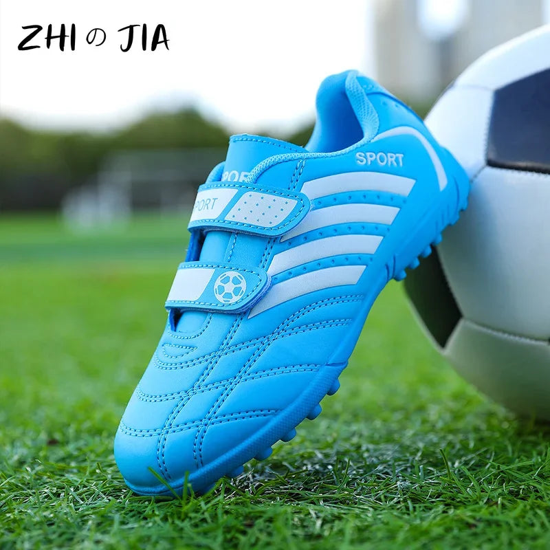 Children's Hook Loop Fastener Football Shoes Outdoor Grass Training Football Shoes Professional Anti Slip Lightweight Sneaker