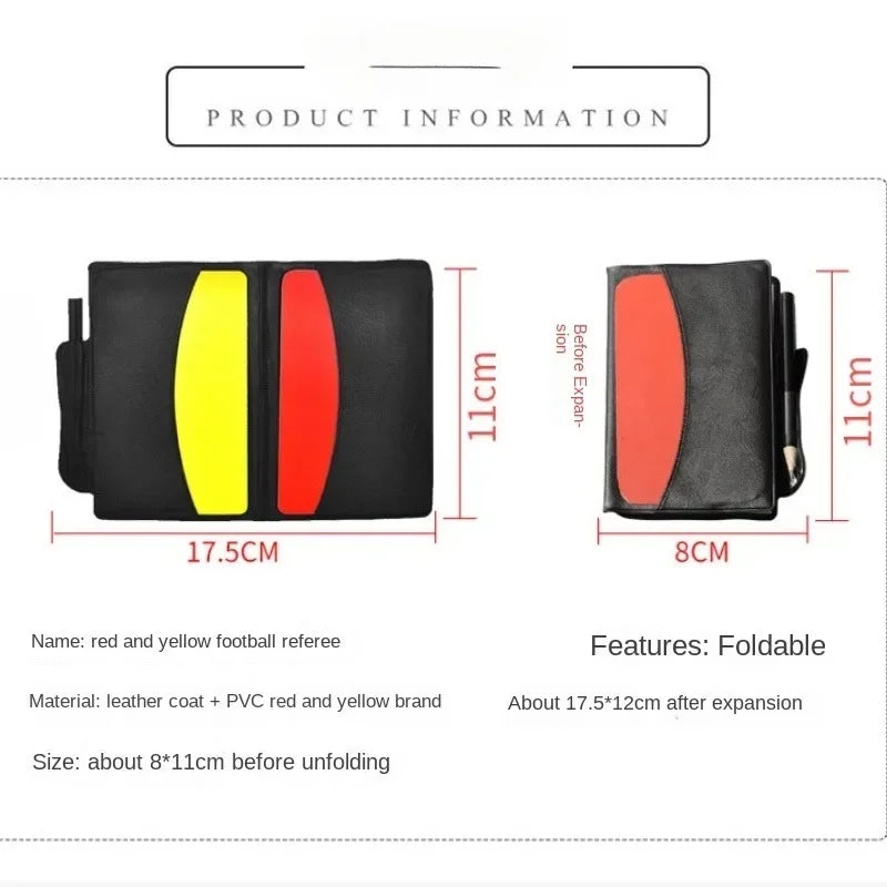 Football Soccer Referee Card Set Warning Referee Board Red and Yellow Cards Wallet Score Sheets Notebook Judge Accessories