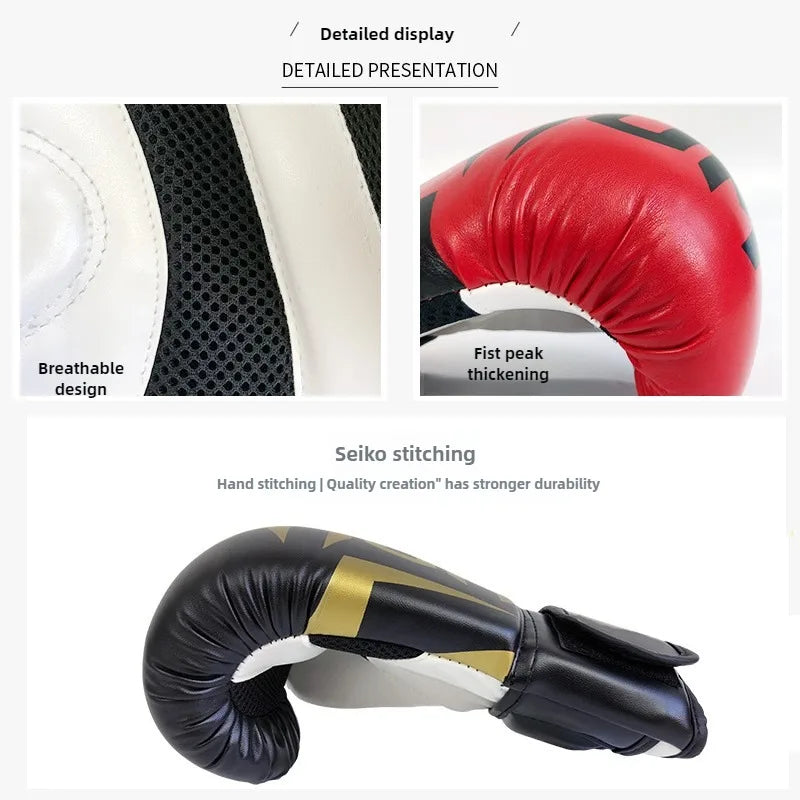 PU leather breathable boxing gloves,6oz,8oz,10oz,12oz,14oz,16oz Kids Adult professional Taekwondo and Muay Thai boxing training