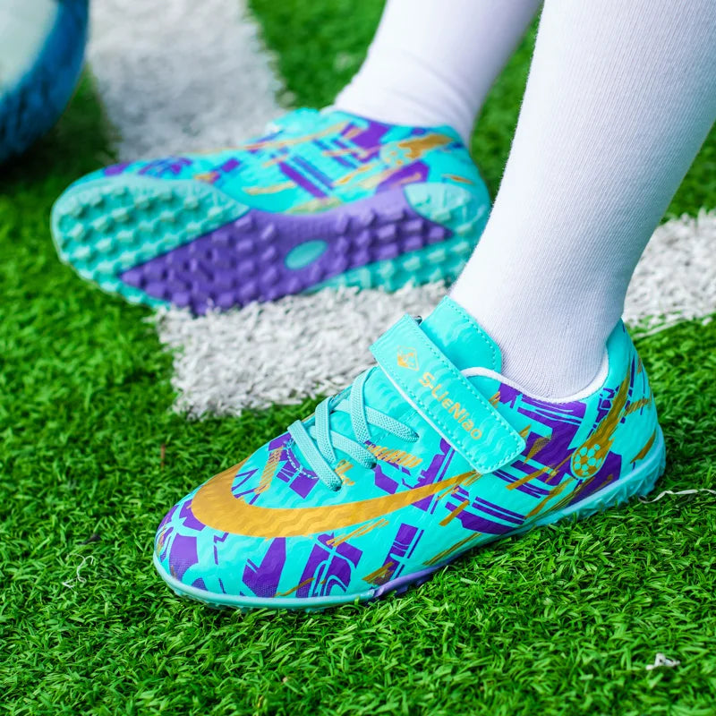 Childrens Soccer Shoes for Boy Indoor Turf Training Outdoor Sports Fast Football Shoes Society Cleats Football Boots for Kids