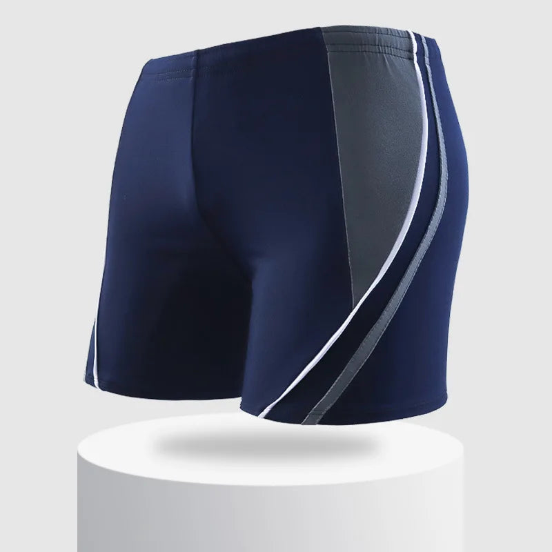 Men Elastic Swimming Trunk Swimwear Striped Beach Swim Sport Short Briefs Surfing Summer Swimsuit Boxer Shorts Bathing Suit