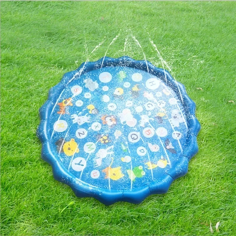100/170cm Outdoor Kids Sprinkler Play Pad Mat Lawn Beach Letters Inflatable Water Pad Spray Water Games Mat Beach Cushion