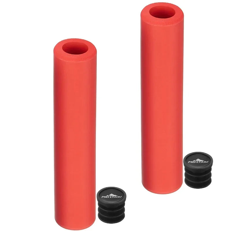 Bike Handlebar Grips Covers, 130mm Bicycle End Grips Protector Rubber Green Black, Non-Slip 1 Pair Silicone sponge hand grip