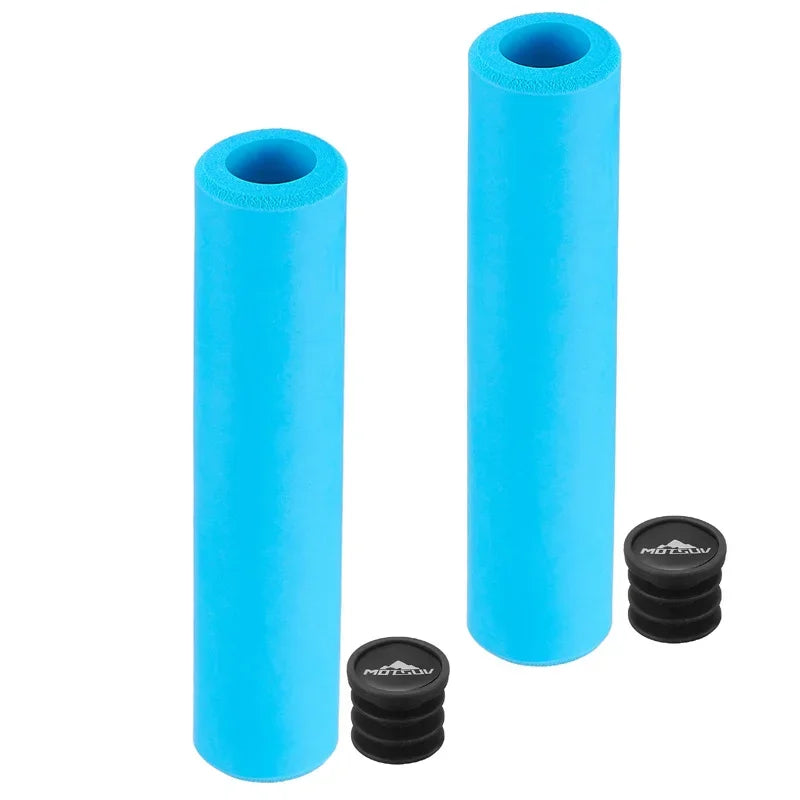 Bike Handlebar Grips Covers, 130mm Bicycle End Grips Protector Rubber Green Black, Non-Slip 1 Pair Silicone sponge hand grip