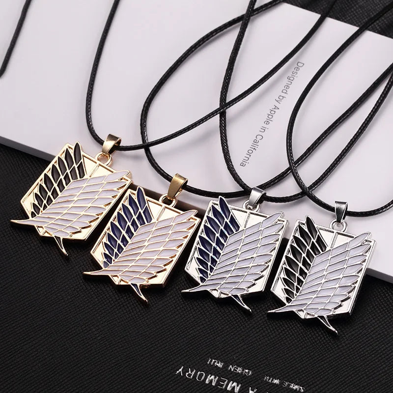 Anime Attack On Titan Necklace Wings Of Freedom Eren Scout Legion Stationary Guard Military Police Trainee Squad Pendant Jewelry