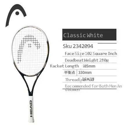 Original Head Tennis Racket Black Professional Tennis Racquet Carbon Tenis Padel With Bag Overgrip Dampener Raquete De Tenis 414