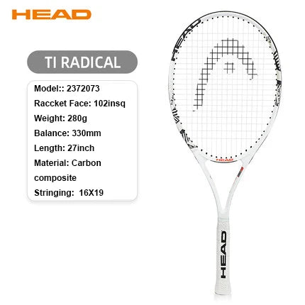 Original Head Tennis Racket Black Professional Tennis Racquet Carbon Tenis Padel With Bag Overgrip Dampener Raquete De Tenis 414