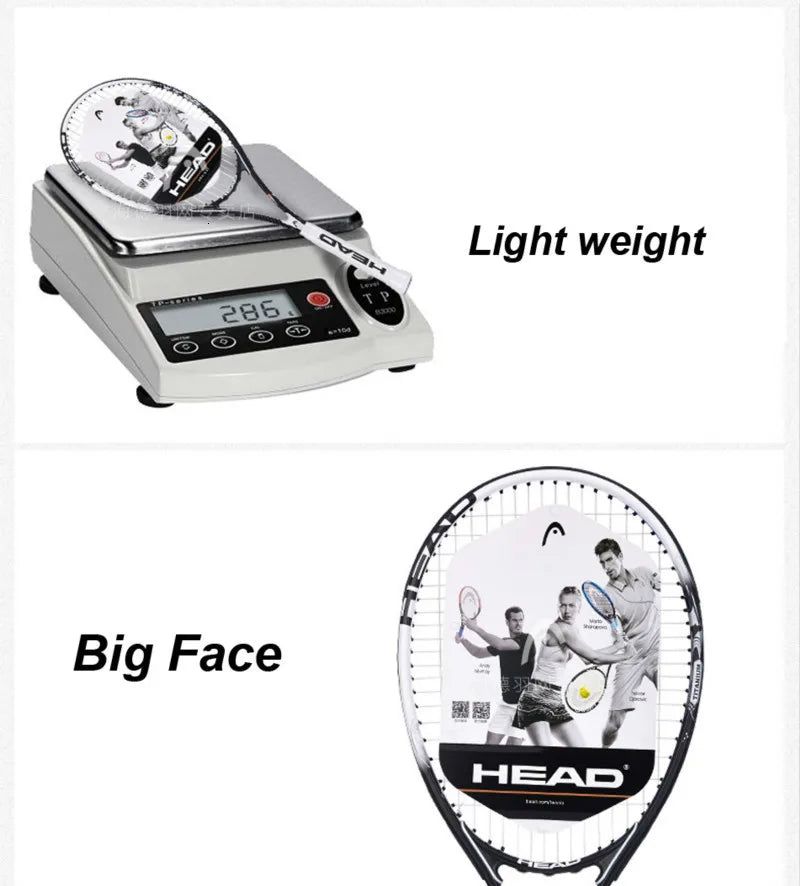 Original Head Tennis Racket Black Professional Tennis Racquet Carbon Tenis Padel With Bag Overgrip Dampener Raquete De Tenis 414