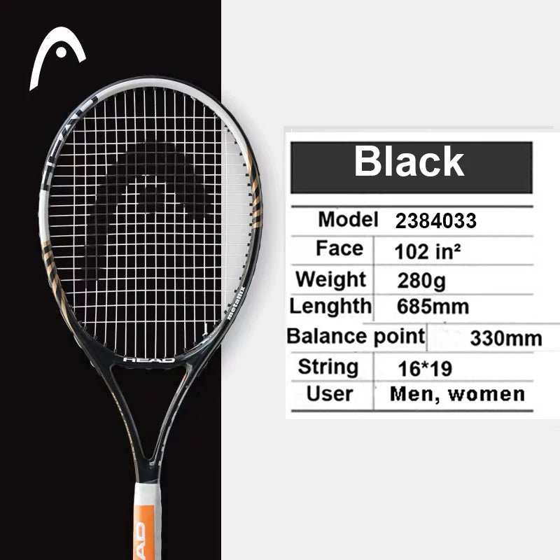 Original Head Tennis Racket Black Professional Tennis Racquet Carbon Tenis Padel With Bag Overgrip Dampener Raquete De Tenis 414