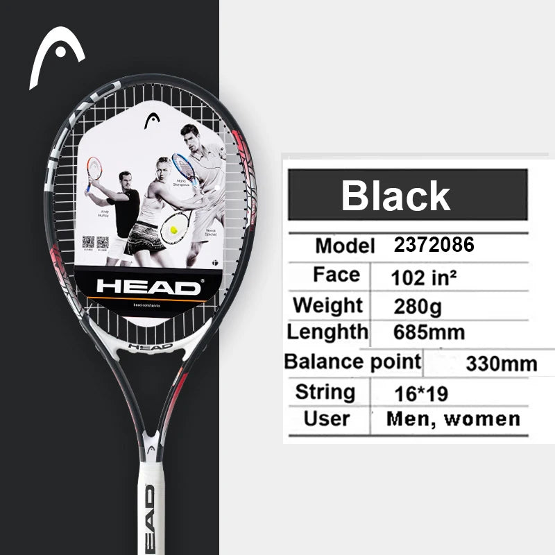 Original Head Tennis Racket Black Professional Tennis Racquet Carbon Tenis Padel With Bag Overgrip Dampener Raquete De Tenis 414