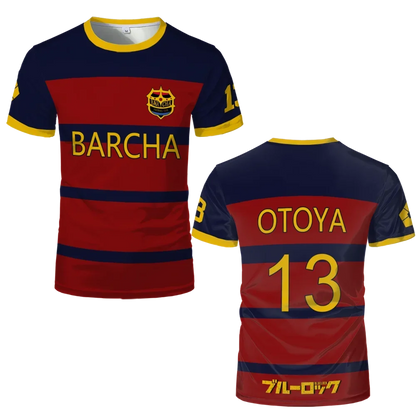 Blue Lock FC Barcha Cartoon Anime Cosplay Men Jersey Summer Short Sleeve Tops 2025 Style Fashion Mens T-shirt