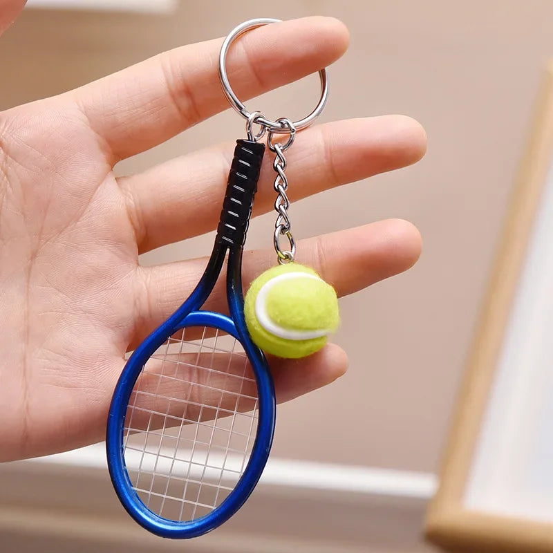 1pcs Tennis Racket Keychain - Cute Sport Mini Keychain car 6 color Pendant Keyring Sports Key Chain Who love sports Gifts