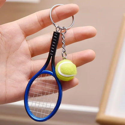 1pcs Tennis Racket Keychain - Cute Sport Mini Keychain car 6 color Pendant Keyring Sports Key Chain Who love sports Gifts
