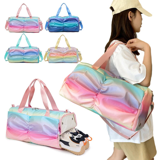 Women Gym Bag Waterproof Large Capacity Sports Bag Adjustable and Detachable Shoulder Straps for Sleepovers/Trips/Sports/Dance