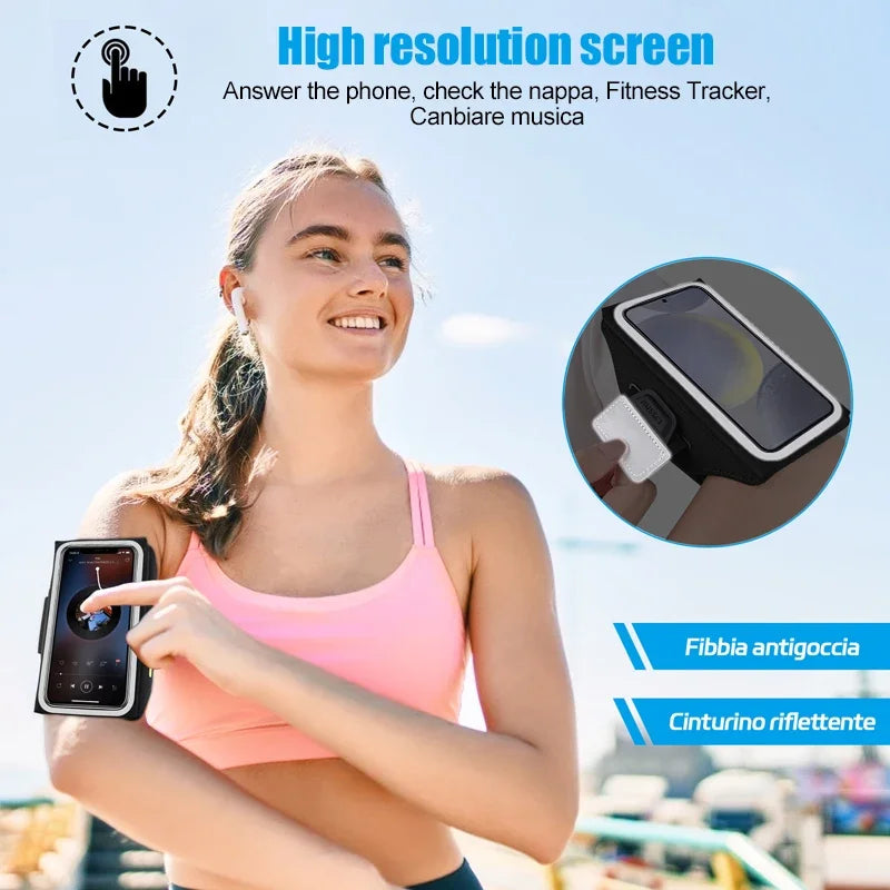 HAISSKY Stereoscopic Running Bags For iPhone 16 Pro Max 16 Plus 16E Men Women Zipper Earphone Pocket Outdoor Sports Armband Bags