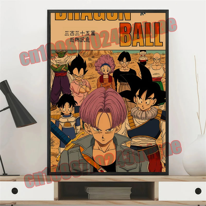 Japanese Anime Dragon Ball Retro Poster, Vegeta, Goku, Frisa, Piccolo, Canvas Paint, Printing Wall Art, Children's Gifts