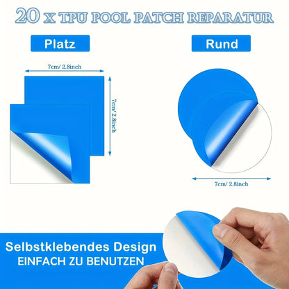 10/20 Pieces Underwater Self-adhesive Swimming Pool Patch, PVC Swimming Pool Repair Kit, Underwater Repair Swimming Pool Patch