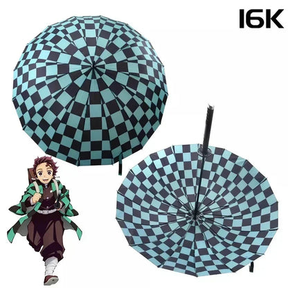 Anime Demon Slayer Sword Umbrella Kimetsu No Yaiba Long UV Blocking Parasol Tanjirou Samurai Sabre Real Japanses Katana Umbrella