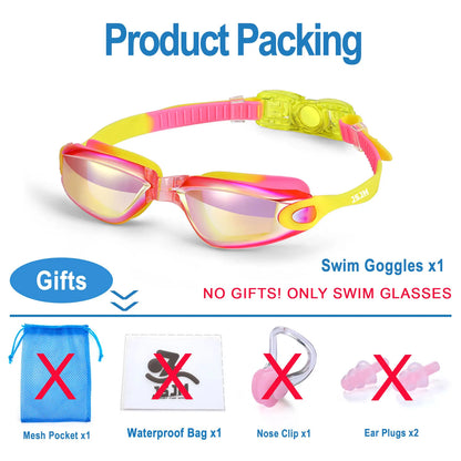 JSJM Professional Kids Swimming Goggles Anti-Fog UV Protection Waterproof Silicone Swim Glasses for Boys Girls Swim Eyewear Gift