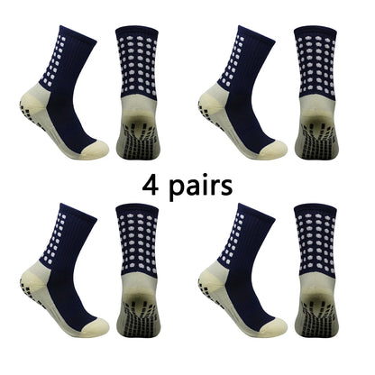4 pairs of men's soccer socks non-slip grip pad football basketball socks
