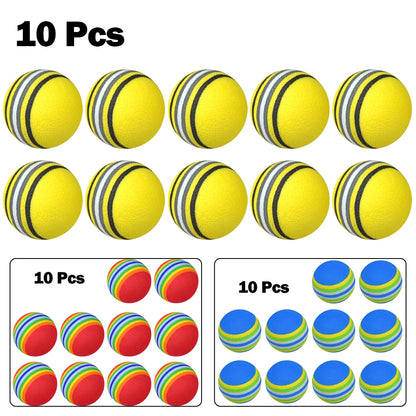 10x Golf Swing Training Foam Balls Indoor Practice Rainbow Sponge Balls Flexible Soft Golf Practice Ball Training Aid Accessory
