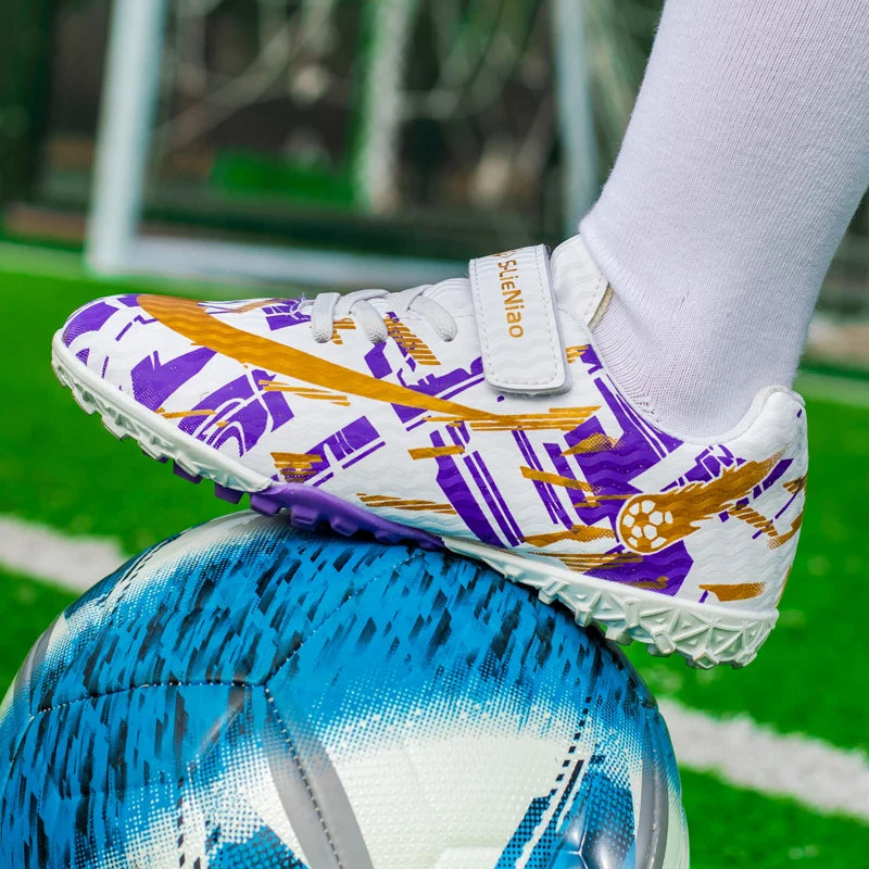 Childrens Soccer Shoes for Boy Indoor Turf Training Outdoor Sports Fast Football Shoes Society Cleats Football Boots for Kids