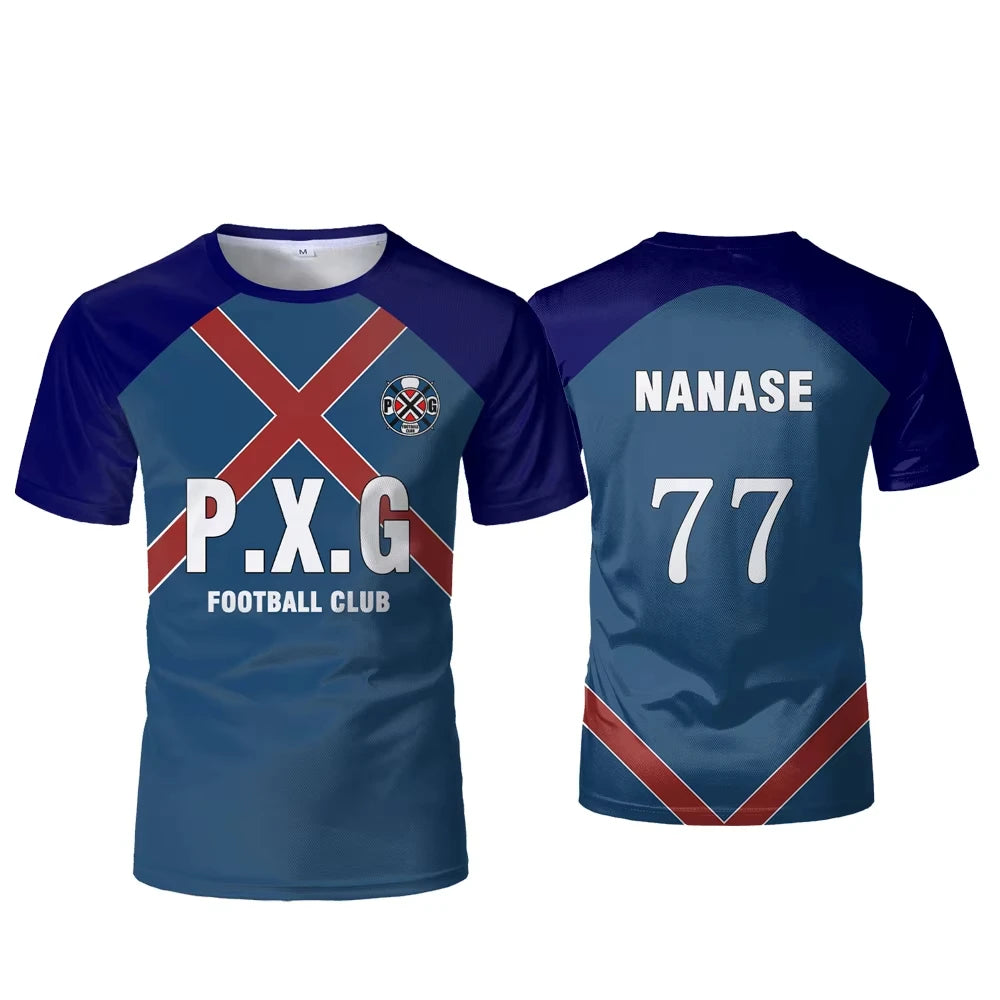 P.X.G Blue Lock Japanese Anime Jersey Football Uniform No.9 Rin Shidou Cosplay T Shirts Men's Women's Casual Sports Kids Tops