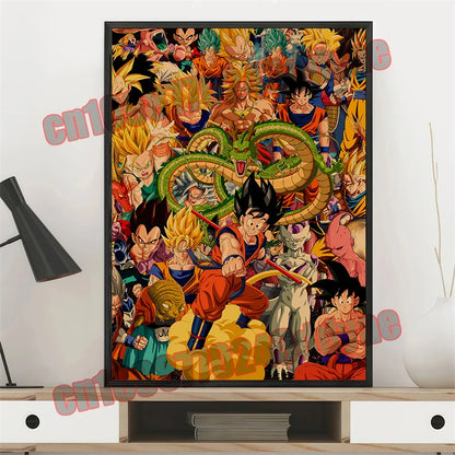 Japanese Anime Dragon Ball Retro Poster, Vegeta, Goku, Frisa, Piccolo, Canvas Paint, Printing Wall Art, Children's Gifts