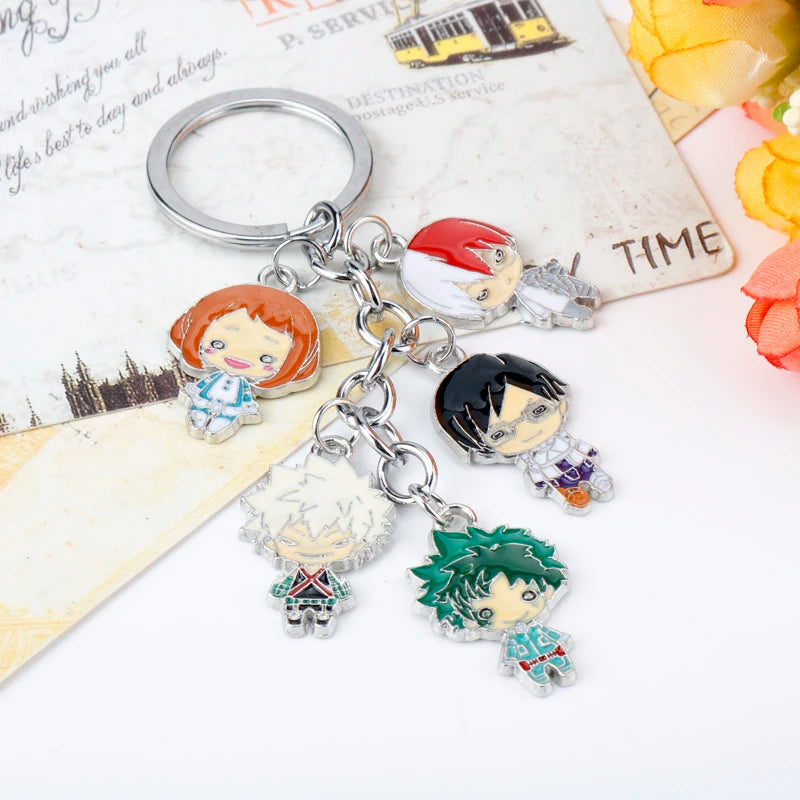 Cartoon My Hero Academia Keychain Anime Figure IZUKU MIDORIYA Todoroki Shoto Enamel Strings Pendant Keyring Jewelry Cosplay Gift