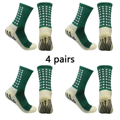 4 pairs of men's soccer socks non-slip grip pad football basketball socks