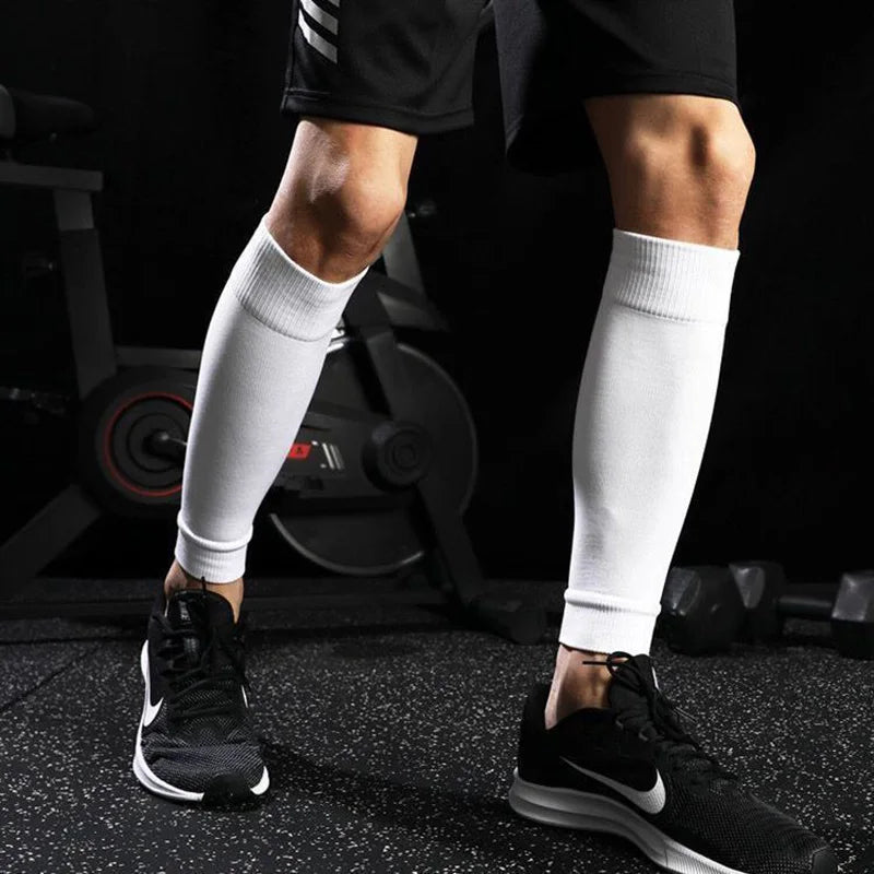 ﻿ 1 Pairs Leg Warmers Football Sports Socks Without Foot Adults Shin Guard Calf Socks Kids Leg Compression Socks Protection Gear