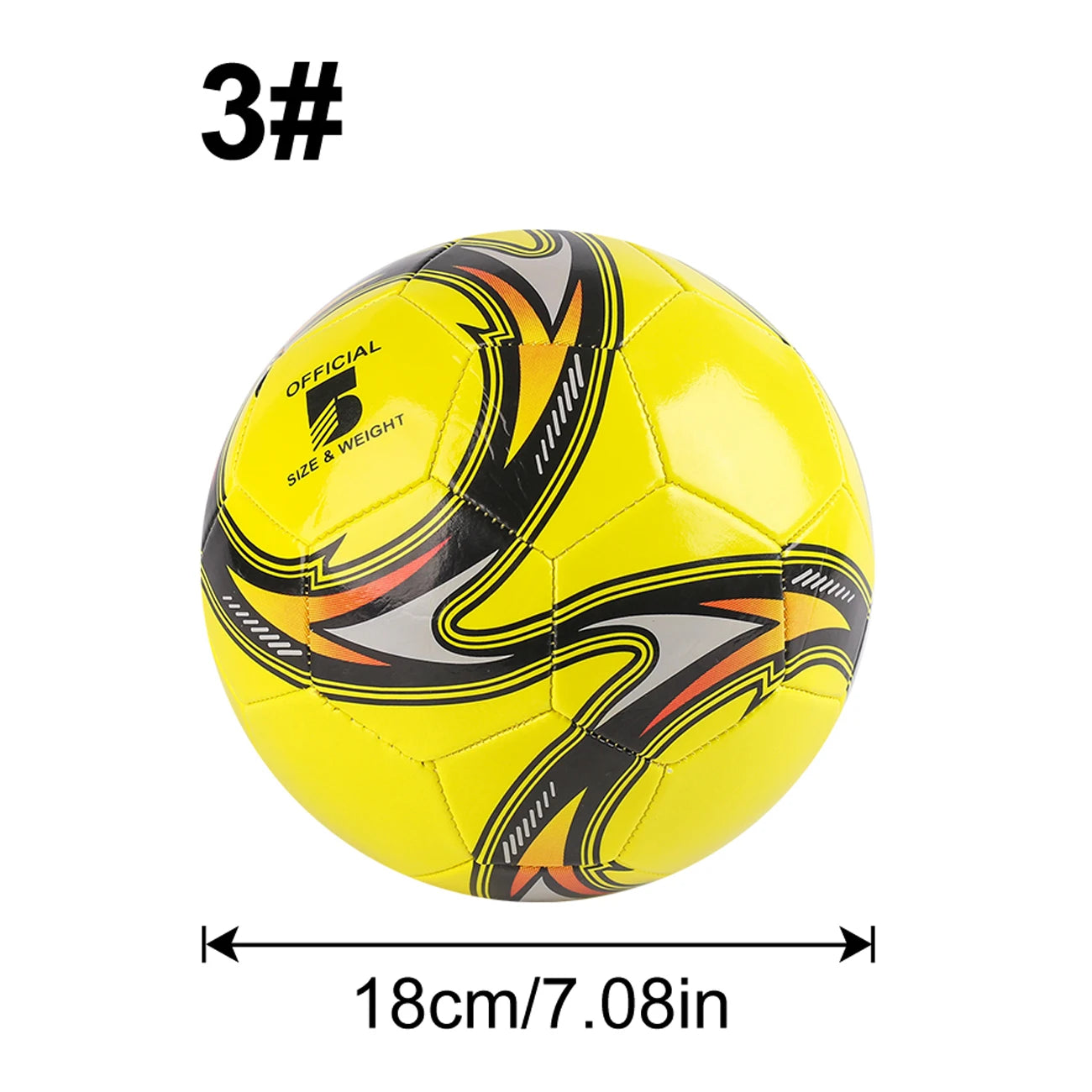 1PC A Size 3,4,5 Cyclone Football, Soft Inflatable Yellow Soccer Ball, Suitable for Training and Match Play