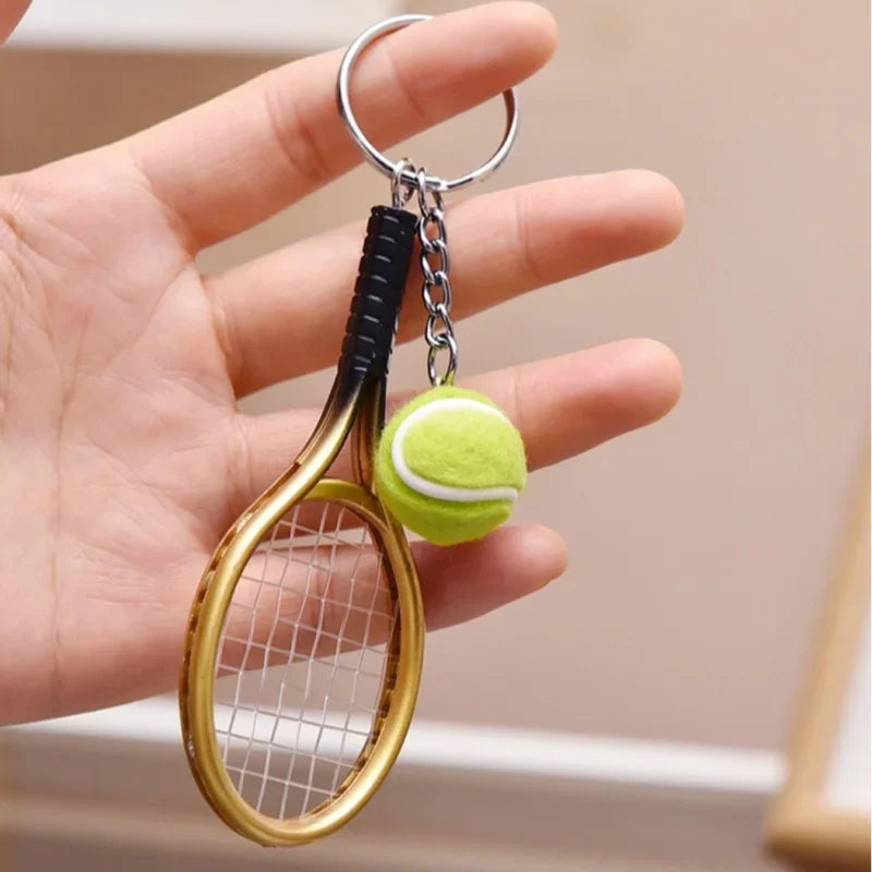 1pcs Tennis Racket Keychain - Cute Sport Mini Keychain car 6 color Pendant Keyring Sports Key Chain Who love sports Gifts