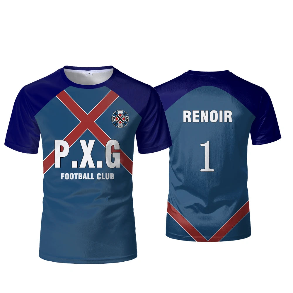 P.X.G Blue Lock Japanese Anime Jersey Football Uniform No.9 Rin Shidou Cosplay T Shirts Men's And Women's Casual Sports Tops