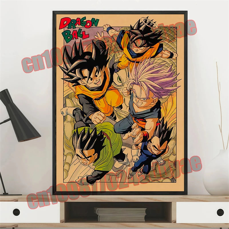 Japanese Anime Dragon Ball Retro Poster, Vegeta, Goku, Frisa, Piccolo, Canvas Paint, Printing Wall Art, Children's Gifts