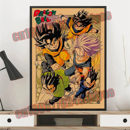 Japanese Anime Dragon Ball Retro Poster, Vegeta, Goku, Frisa, Piccolo, Canvas Paint, Printing Wall Art, Children's Gifts