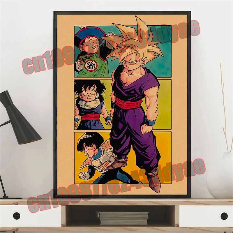 Japanese Anime Dragon Ball Retro Poster, Vegeta, Goku, Frisa, Piccolo, Canvas Paint, Printing Wall Art, Children's Gifts