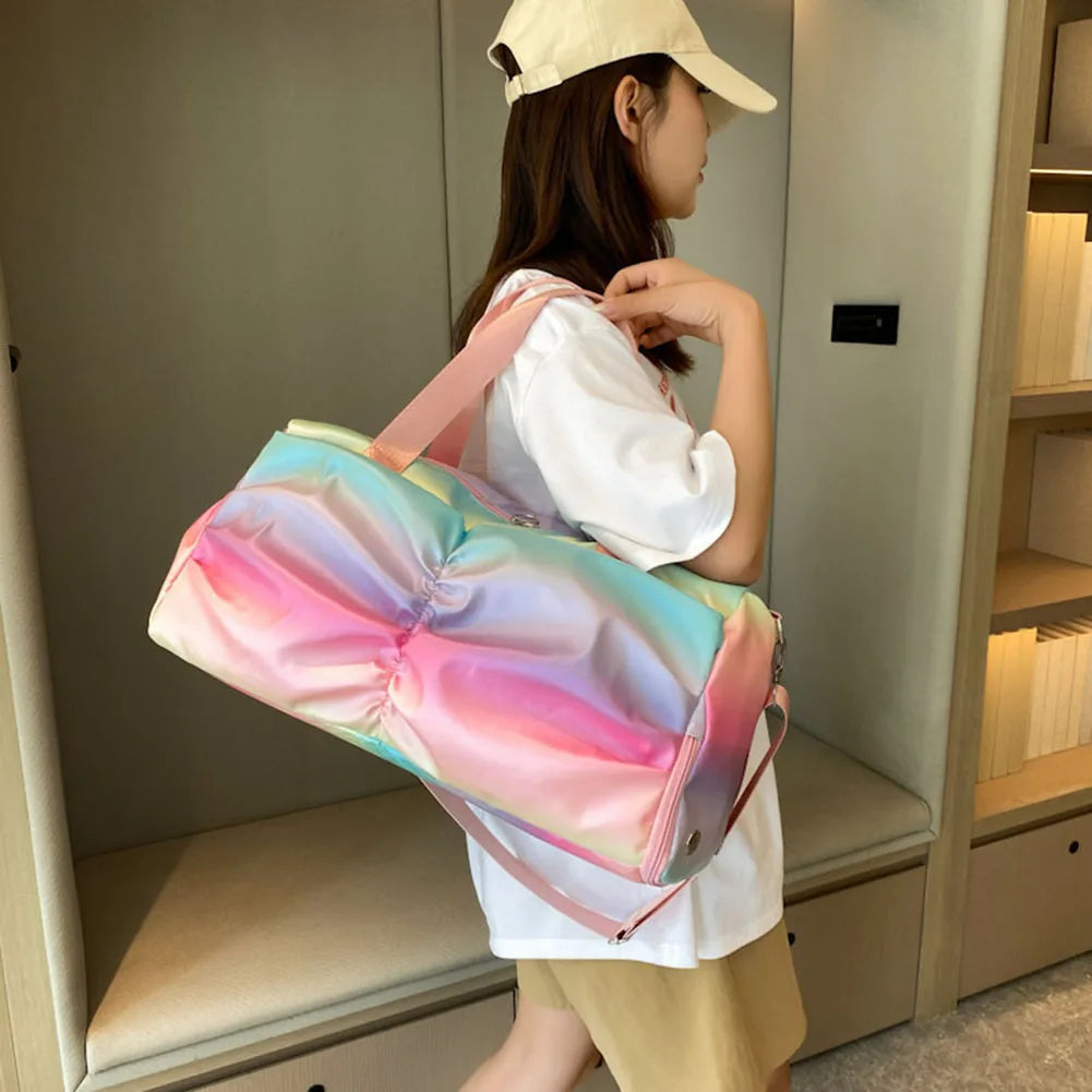 Women Gym Bag Waterproof Large Capacity Sports Bag Adjustable and Detachable Shoulder Straps for Sleepovers/Trips/Sports/Dance