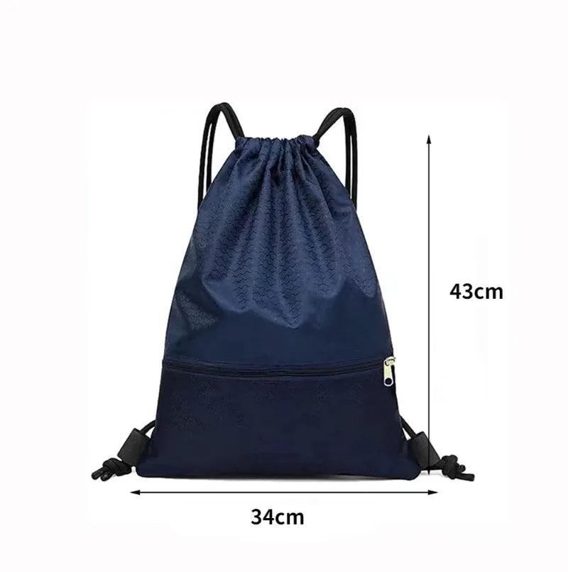Outdoor Sport Gym Drawstring Bag Thick Rope Basketball Soccer Large Capacity Nylon Waterproof Zipper Backpack Fitness Men Pocket