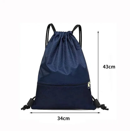 Outdoor Sport Gym Drawstring Bag Thick Rope Basketball Soccer Large Capacity Nylon Waterproof Zipper Backpack Fitness Men Pocket