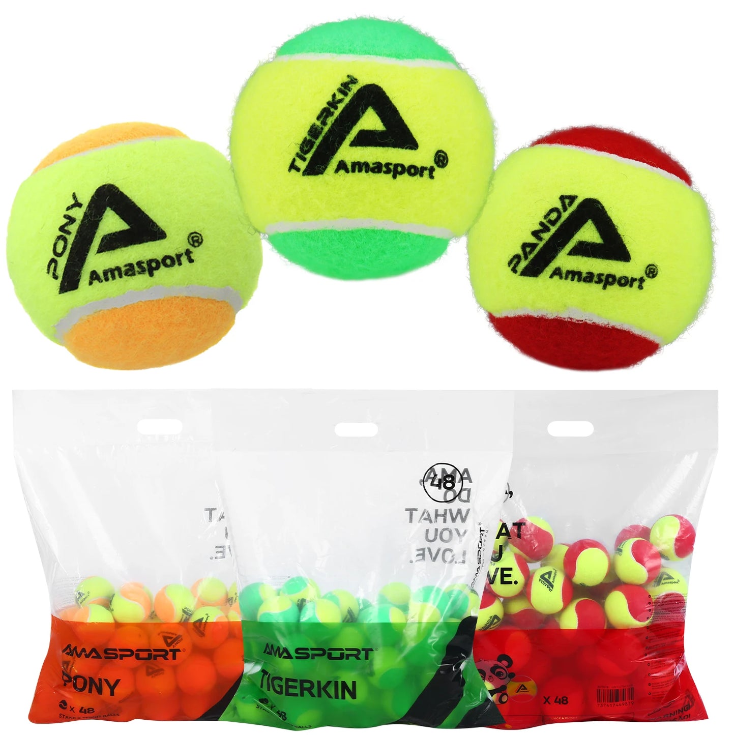 AMASPORT Kid Tennis Balls 25%/50%75% Slower Soft Pressure-Decompression Tennis Balls for Children Aged 5-12 Years