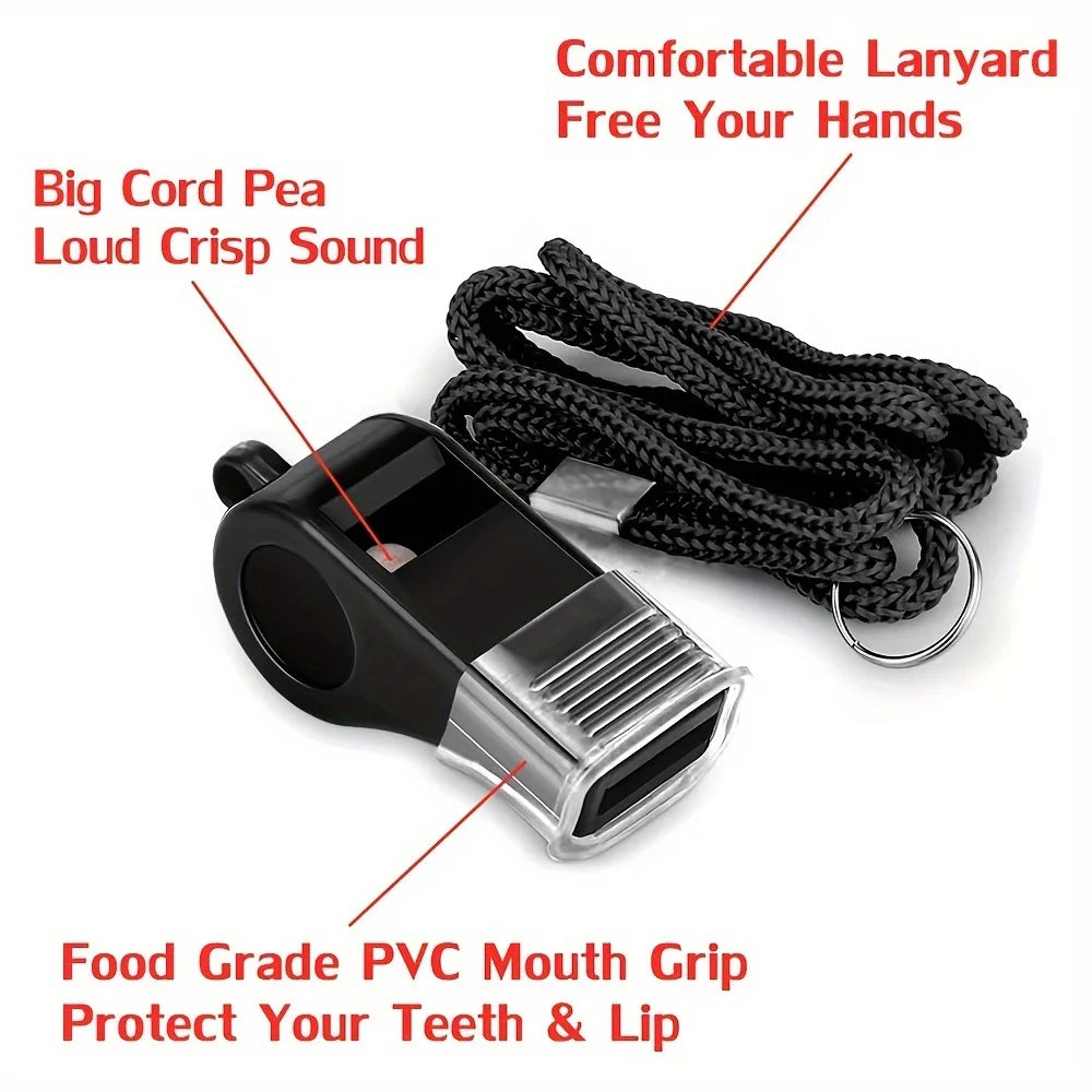Plastic Sports Whistles with Lanyard, Whistle with Loud Crisp Sound Ideal for Coaches, Referees