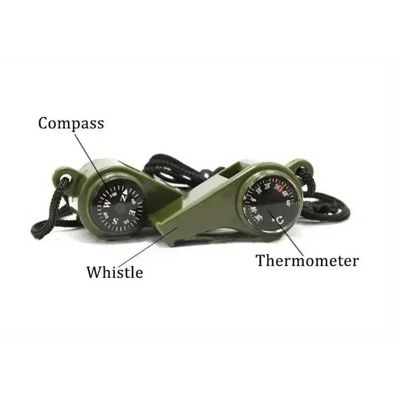 3 in 1 Emergency Survival Whistle Compass Thermometer Referee Cheerleading Whistle Camping Hiking Outdoor Multifunction Whistle