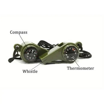 3 in 1 Emergency Survival Whistle Compass Thermometer Referee Cheerleading Whistle Camping Hiking Outdoor Multifunction Whistle