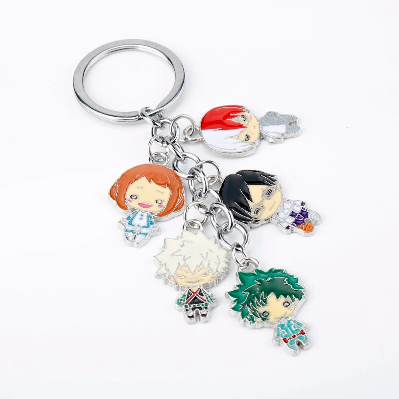 Cartoon My Hero Academia Keychain Anime Figure IZUKU MIDORIYA Todoroki Shoto Enamel Strings Pendant Keyring Jewelry Cosplay Gift