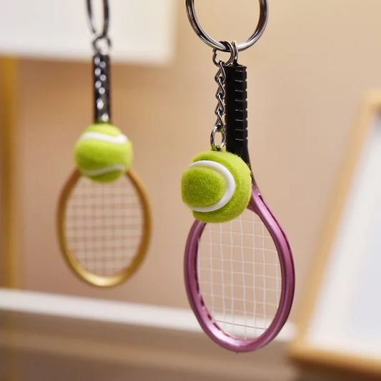 1pcs Tennis Racket Keychain - Cute Sport Mini Keychain car 6 color Pendant Keyring Sports Key Chain Who love sports Gifts