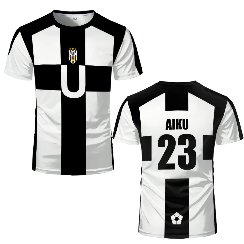 2024 Summer Five Person Pattern VL Replika Anime Uber Blue Lock Full Print Men Tshirt Cosplay Football Jersey Futsal Pattern Tee